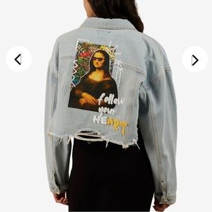 NWT • Trio Urban • Mona Lisa Heart Denim Crop Jacket • 200016-DNBLU • S/M • 😍